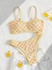 Trendy Swimwear Printed Triangle Cup Bikini Women's Tie Neck Thong Two Piece European American Style New Trending_ecoleips.com