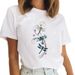 European And American Cross-border Foreign Trade Women's Clothing Butterfly Floral Round-neck Printed Short-sleeve_ecoleips.com