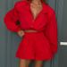 FD2240 Women's Fashionable Elegant Lapel Long Sleeved Top Shorts Set Style Autumn New_ecoleips.com