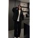 Piece Tweed Matching Set For Women, Button Up Loose Jacket And Wide Leg Trousers, Comfortable Outfit For Everyday, Streetwear & Weekend_ecoleips.com