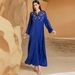 Color Blue Heavy Abaya Hand Sewn Diamond Dress Dress Party Long Skirt_ecoleips.com