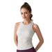 Women's Ribbed round Neck Sports Vest Slim Fit Yoga Top with Detachable Breast Pads Sleeveless Pilates Training Wear_ecoleips.com
