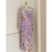Women's Clothing Mesh Round Neck Long Sleeve Colorful Three Dimensional Flower Hip Fishtail Dress_ecoleips.com
