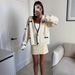 Women's Clothing Knit Cardigan V Neck Elegant White Bow-Knot Knit Cardigan For Women - V-Neck Long Sleeve Casual Blouse With Contrast Trim_ecoleips.com