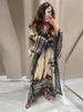 Loose Print Long Dresses Women O-neck Full Sleeve Pleated Holiday Dress Female 2026 Spring Summer Lady Fashion Robes High Street_ecoleips.com