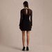 Sheer Mesh & Rhinestone Trim Black Dress – Elegant U-Neck Long Sleeve Mini Dress For Evening_ecoleips.com