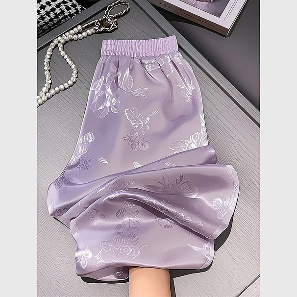 Women's Clothing Jacquard Wide Leg Pants For Women Summer New Style Temperament Design High Waist Drape Loose Casual Pants_ecoleips.com