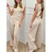 Women's Clothing Women's Solid Color Wide Leg Jumpsuit With Backless Design & Shoulder Pads – Sleeveless, Loose Fit, Elegant & Comfortable For Summer_ecoleips.com