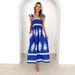 2025 New European And American Fashion Bestseller Women's Beach Vacation Style Printed Strapless Dress_ecoleips.com