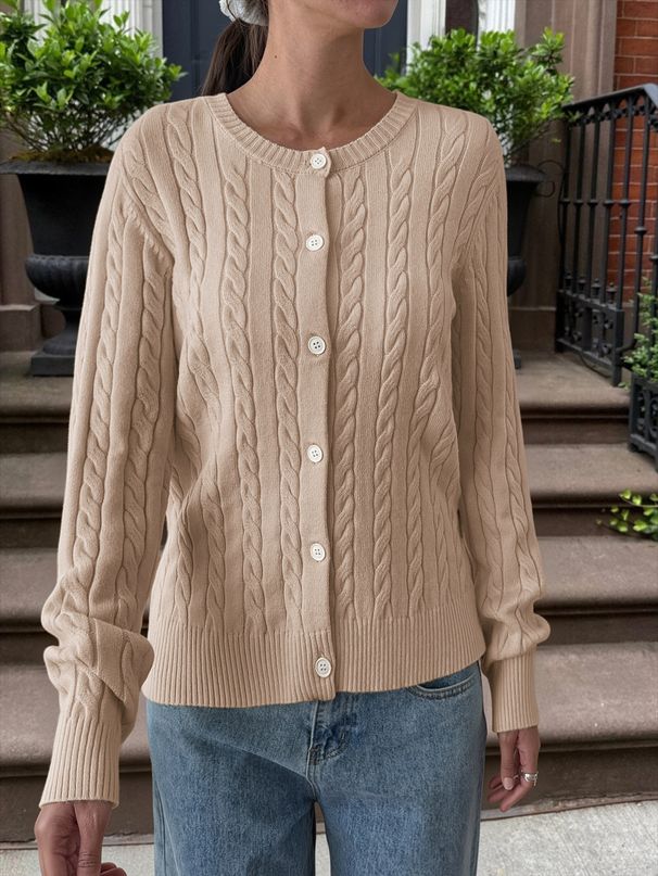 DiYun European And American Vacation Buttoned Knit Shirt Sweater Coat Women's Clothing 2025 Fall/Winter_ecoleips.com