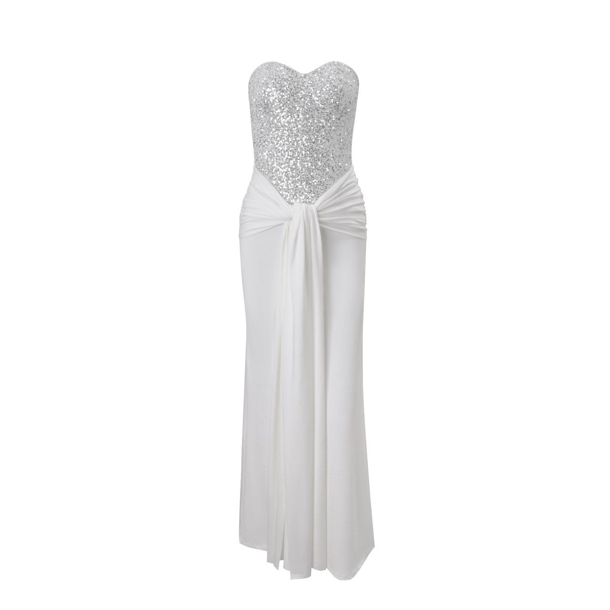 Summer New Style Women's Sexy Strapless Rhinestone High Waist Slim Fit Strappy Solid Color Dress Hot Girl Fashionable_ecoleips.com