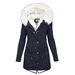 Women's Clothing Women's Autumn And Winter Mid Length Windbreaker White Fur Collar Hooded Warm Plus Velvet Women's Coat_ecoleips.com