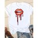 Foreign Trade Women's Clothing, Printed Summer Fashion Colorful Lips T-shirt_ecoleips.com