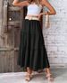 Vacation Style Solid Color Textured Flared Skirt Women's High Waist Flowery Beach Skirt Summer Casual A-Line Swing Skirt_ecoleips.com