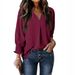 2025 Autumn/Winter New Women's V-neck Casual Long Sleeved Loose Shirt Top Hoodie T-shirt_ecoleips.com