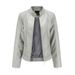 K New Leather Jacket With Feminine Temperament, European And American Plus Size Stand Up Collar PU Leather Jacket, Women's Leather Jacket_ecoleips.com