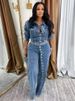 K Fashionable Women's Sexy High Elasticity Button Up Denim Casual Set Two-piece Set_ecoleips.com