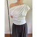 ng2510292 Love And Nancy Thirteen Lines 2026 Summer Asymmetrical Shoulder Ruched Slim-Fit Design Short-Sleeve T-Shirt For Women_ecoleips.com
