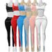 Women's Color-Block Striped Sports Vest And Pants Set HR26082 European American Style Casual Tight-Fit Yoga Two-Piece Outfit_ecoleips.com