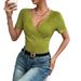 Fashionable 2026 Spring/Summer Elegant Style Ribbed Pullover Long Sleeve V-Neck Slim-Fit Women's T-Shirt, Direct Supply_ecoleips.com