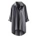Breathable Linen-Blend Oversized Shirt | Casual Longline Shirt With Two Pockets For Women Versatile Seven-Eighth Sleeves_ecoleips.com