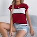 Real Shot Of 2026 Spri/summer Color-blocked Striped Casual Loose Knit Vacation Top, Cross-border Women's_ecoleips.com