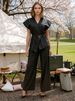 Women's Casual Two-Piece Set Vest Trousers Drawstring Solid Color_ecoleips.com