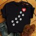 Cross-border Supply Of Simple European And American Style New Heart-shaped Dog Paw T-shirts For Women Wholesale_ecoleips.com