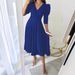 2026 European And American Foreign Trade New Women's Solid Color Pleated Waist-cinching Three-quarter_ecoleips.com