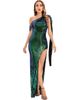 Dramatic One-Shoulder Sequin Gown - Asymmetric Backless Evening Dress With Flowing Sash (S-XL)_ecoleips.com