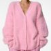 Women's Oversized VNeck Cardigan Sweater Soft Acrylic Knit Fall Winter Coat Cozy Casual Long Sleeve Open Front Outerwear (Grey/Khaki/Black/Pink/White)_ecoleips.com