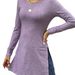 Autumn Girl's Long Sleeves Slim Slimming Slit Long T-Shirt_ecoleips.com