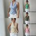 Women's Slim Fit Vest Shirt Striped Design Sleeveless Tie Waist Style Summer Fashion_ecoleips.com