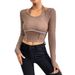Voya Women's 2026 Autumn And Winter Slim Fit Knitted Long Sleeved Shirt With Exposed Stitching Hanging Neck T-shirt Fashion Top_ecoleips.com