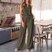 Women's Clothing Hollow Halter Neck Sleeveless Top Wide Leg Pants Fashion Casual Suit_ecoleips.com
