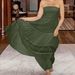 European And American New Women's Solid Color Strapl Patchwork Hem Long Sleevel Vintage Bohemian Waist-Cinching_ecoleips.com