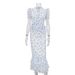 Women's French Style Two Piece Set Digital Print Design V Neck Puff Sleeve Top And Skirt Elegant New Clothing_ecoleips.com