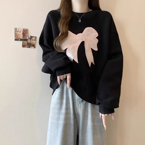 Real Shot Korean Style Butterfly Embroidery Hoodie For Women Spring And Autumn Thin New Loose Long Sleeve_ecoleips.com