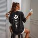 Women's Oversized Cotton Feel T-Shirt All-Over Print Casual round Neck Short Sleeve Tee for Streetwear And Daily Comfort_ecoleips.com