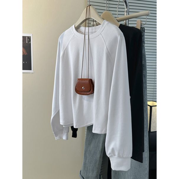 European American Style Real Shot Raglan Long-sleeve T-shirt For Women, Spring And Autumn Korean Version Loose Cotton_ecoleips.com