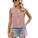 Women's Clothing Spring And Summer New Round Neck Hollow Pleated Vest Sleeveless T Shirt Tops For Women_ecoleips.com