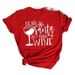 European And American Cross-border Foreign Trade Women's Clothing Christmas Wine Glass Print Round Neck Short-sleeve_ecoleips.com
