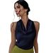 Aria Basics Aria Basics Cross-border Women's Sexy Sleeveless Satin 2025 Spring/summer European And American Work Shirt For Women_ecoleips.com