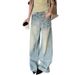 American-style High Street Straight-leg Jeans For Women, 2025 New Model, Light Blue, Stylish Design, Slimming,_ecoleips.com