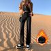 Orange Silk Women's Clothing#Washed Vintage Soft And Comfortable Wide-leg Jeans For Women, Autumn Slim-fit High-waisted_ecoleips.com