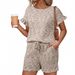 European And American Women's Summer Clothing Set Colorful Waffle Knit round Neck Short Sleeve Top with Ruffle Shorts_ecoleips.com