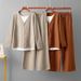 Women's Autumn Fashion Faux Fur Two Piece Set Knitted Top with Drawstring Wide Leg Pants Casual Sportswear_ecoleips.com