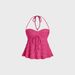 Women's Clothing Three Dimensional Lace Short Tube Top Fashion Halter Neck Suspender Top_ecoleips.com