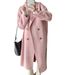 Women's Double-Sided Cashmere Coat, Mid-Length Korean Style Wool Overcoat, Loose Fit Double Breasted Winter Coat For Women_ecoleips.com