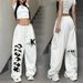 Women's Hip Hop Dance Pants - Loose Fit Streetwear Jazzy Trousers With Pockets - High Waist Stretchy Polyester Pants For Urban Fashion Black/White/Red_ecoleips.com